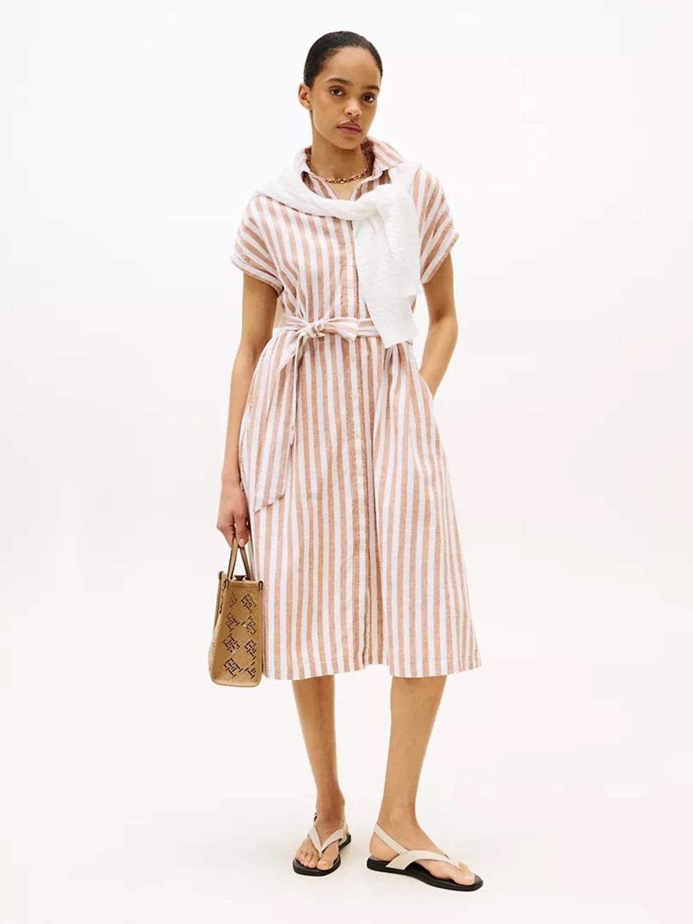 NWOT Tommy Hilfiger Linen Cotton Midi Dolman Dress Sz XL